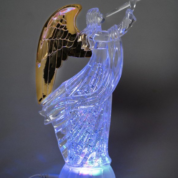 Dalax-Pair of Angel Trumpet LED Lighted Sparkling Color Changing Angel Figurine - Picture 9 of 9